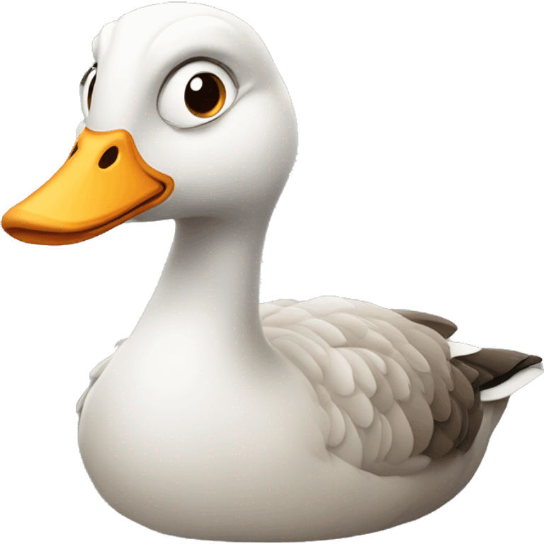 lazy goose who is coding The goose should look like a nerd emoji