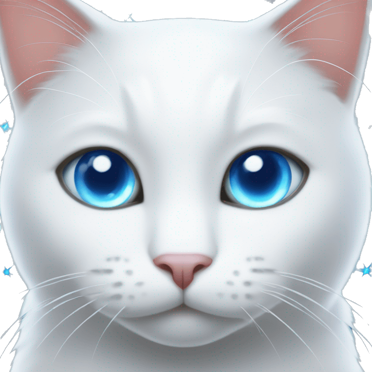 White cat with blue eyes wearing Christmas lights  emoji