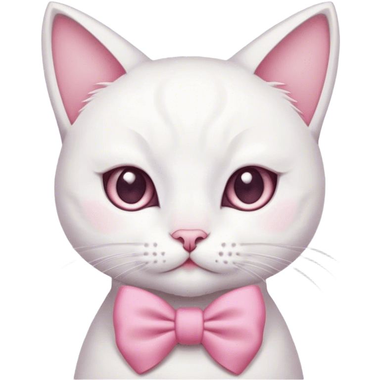 White cat with a pink bow on its head  emoji