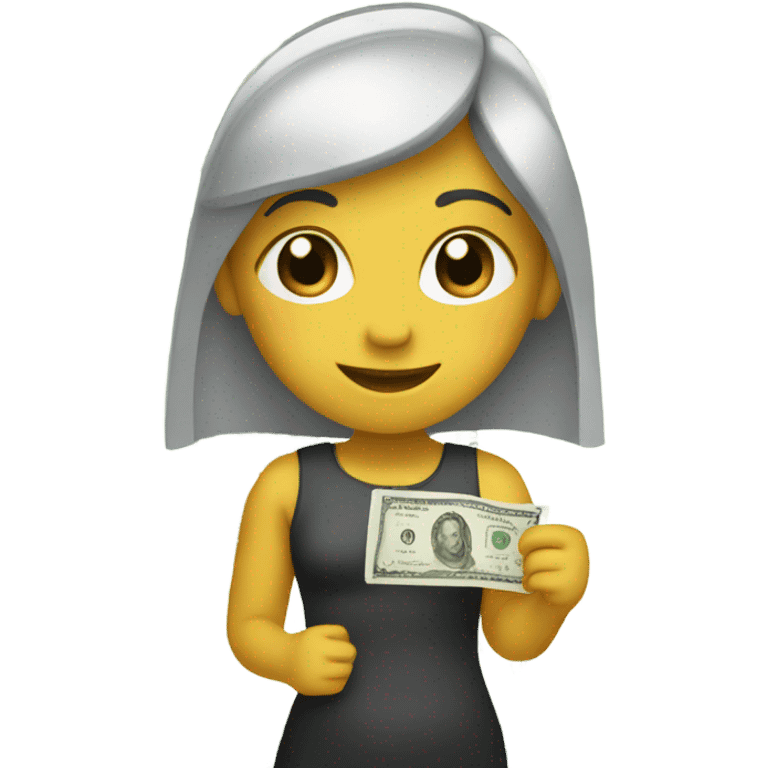 Girl with ten dollar bill emoji