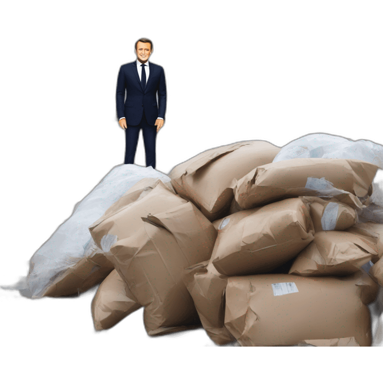 Emmanuel Macron next to waste emoji