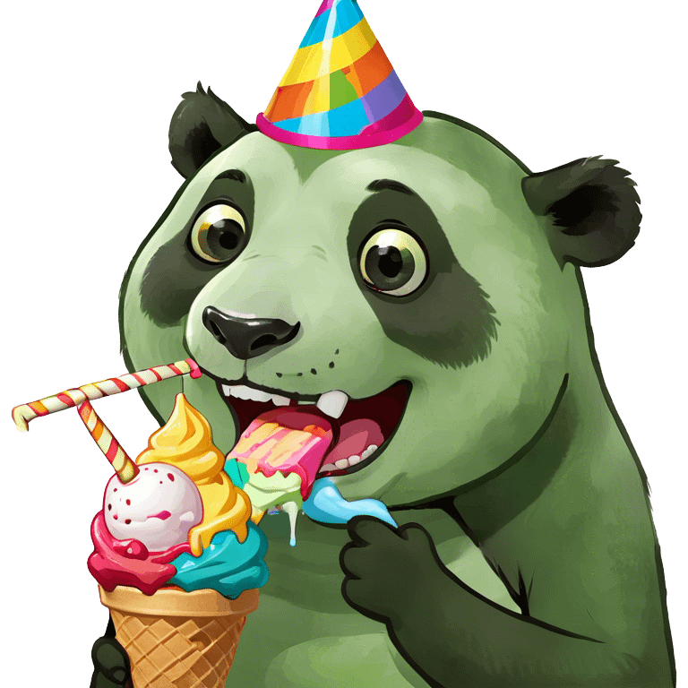 Panda eating ice cream emoji