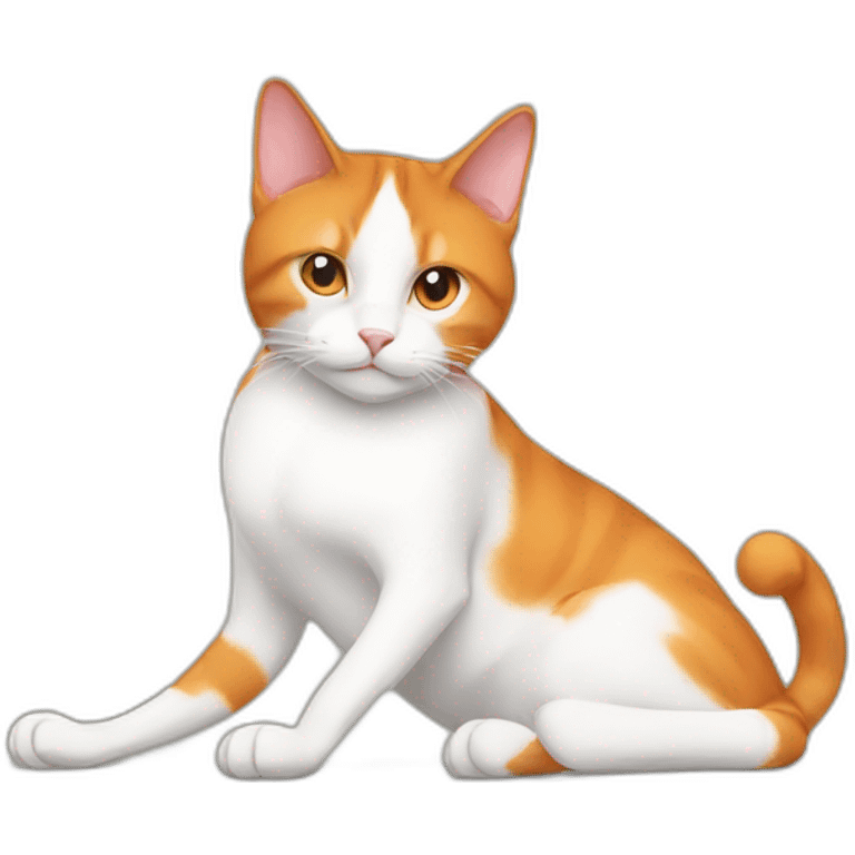 Orange and white tuxedo cat doing yoga emoji