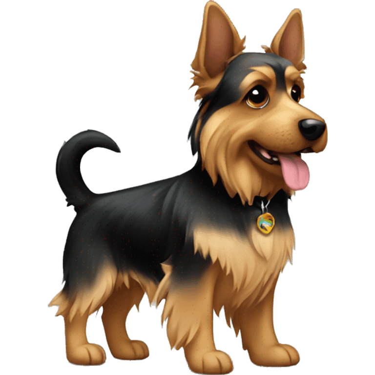 Yorkie and German shepherd standing next to each other emoji