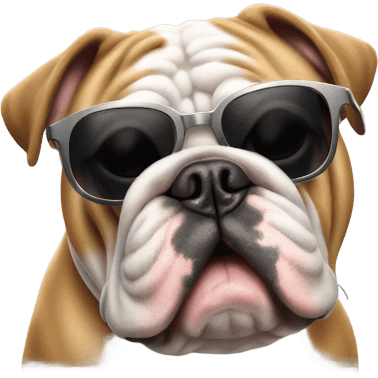 English bulldog wearing sunglasses ￼ emoji