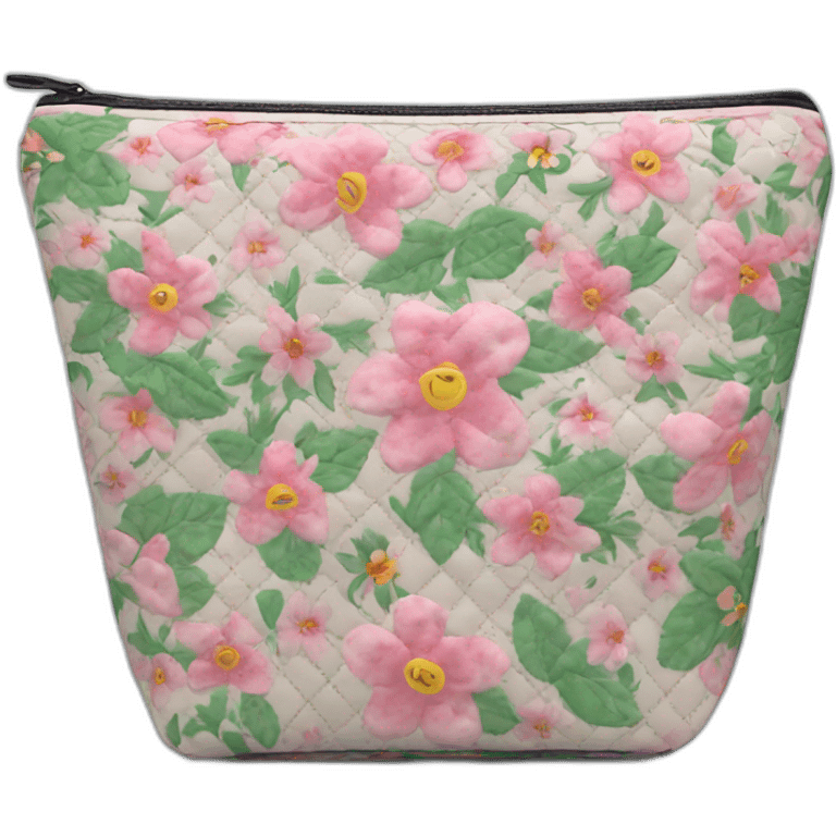 floral quilted makeup bag emoji