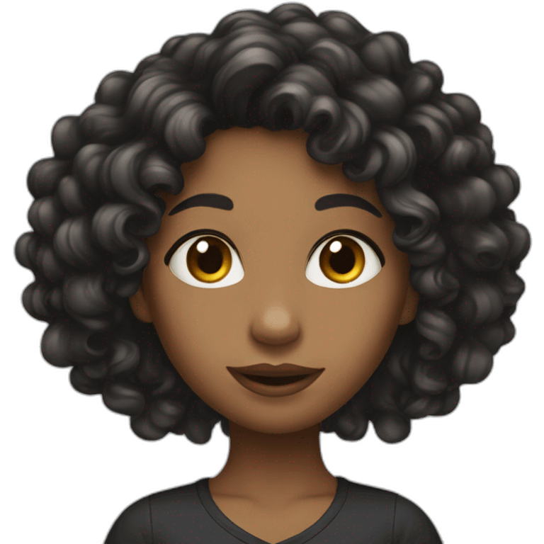 Girl with long Blak curly hair emoji