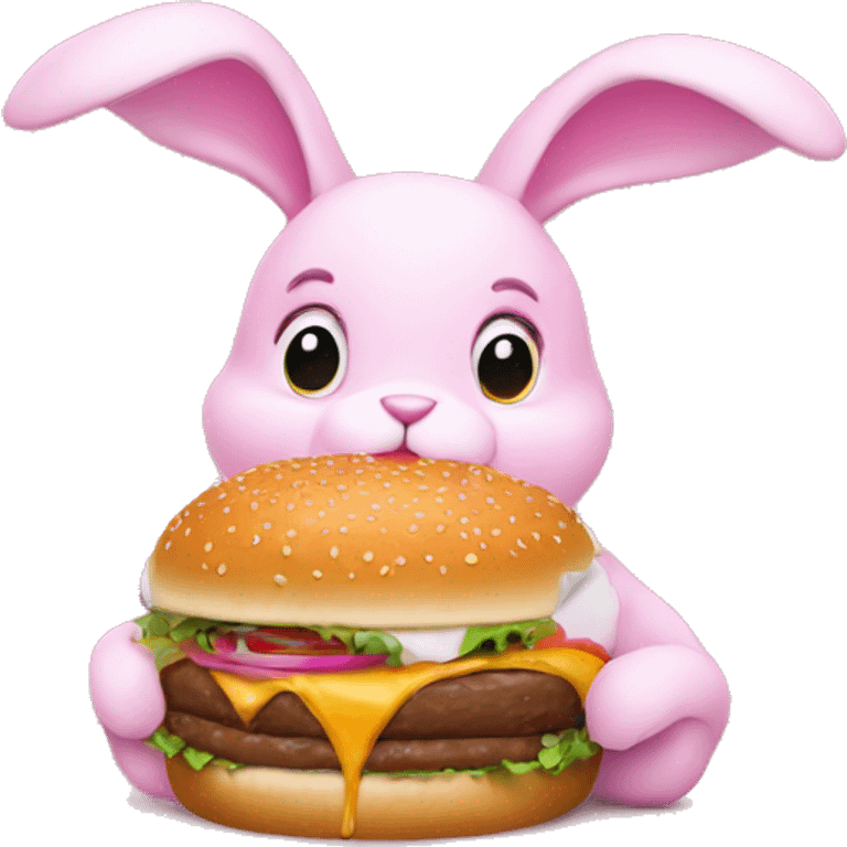 Pink bunny eating a burger  emoji