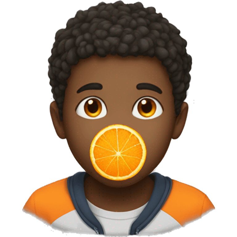 boy with a orange circle on his tongue emoji