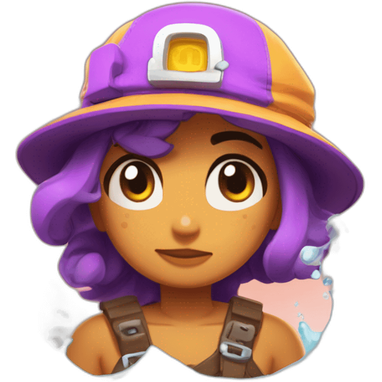 shelly de brawl stars avec un pistoet a eau emoji