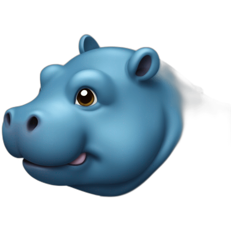 Hippopotame très très bleu avec des symboles noir sur sa peaux  emoji