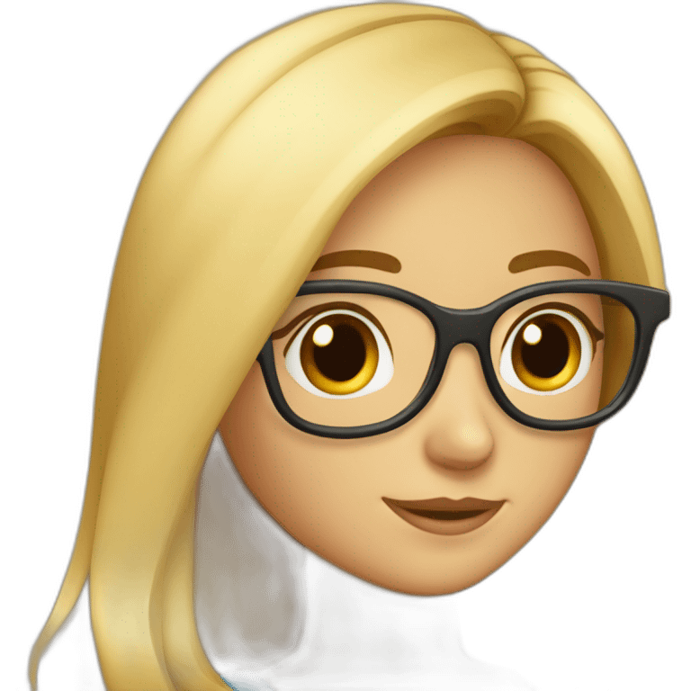 fille cheuveux long blond et brun lunette octogonal emoji