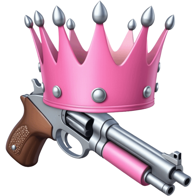 pink crown with silver gun bullets emoji