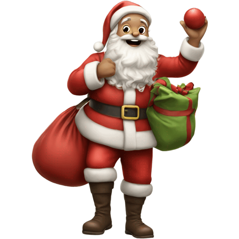 Hyper Realistic Santa waving and holding his sack emoji