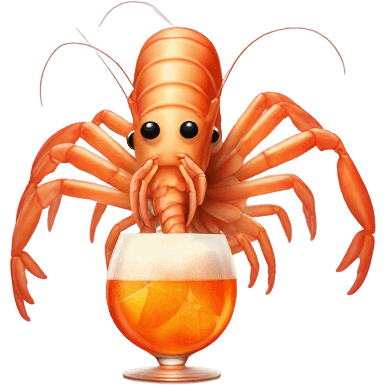 A giant shrimp having an aperol spritz emoji