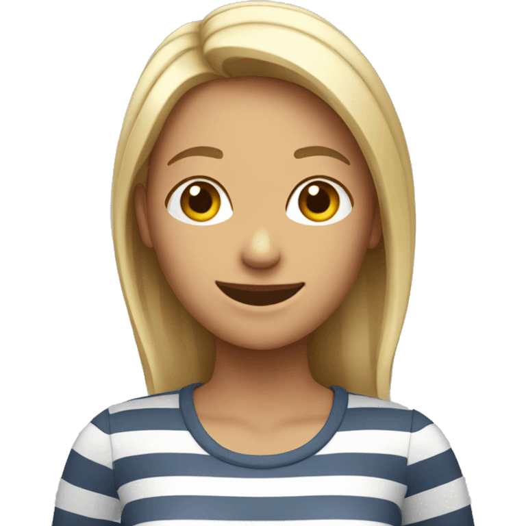 smiling women in striped shirt emoji