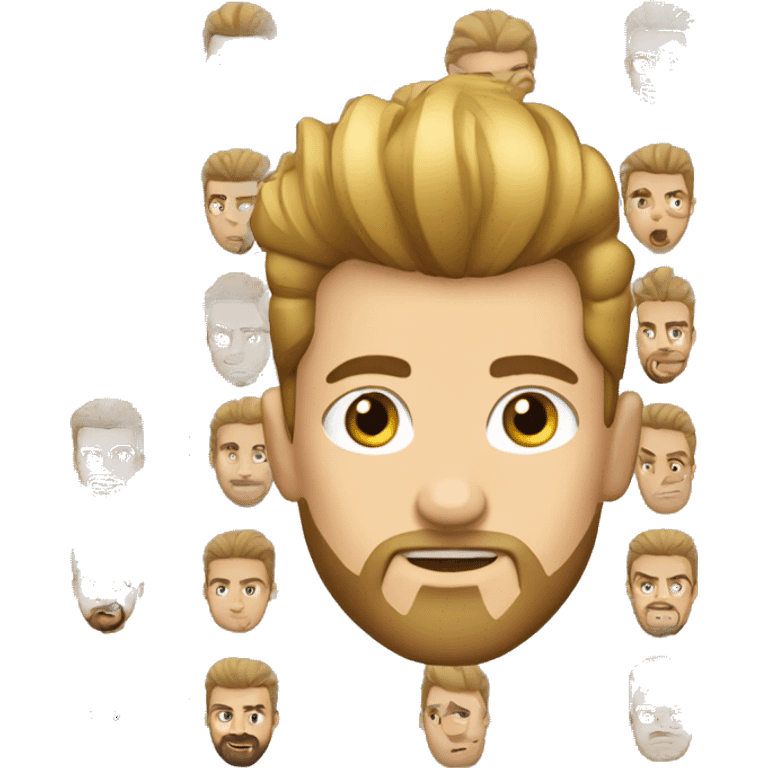 European, golden Mohawk hairstyle, beard stubble, boy, young man. emoji