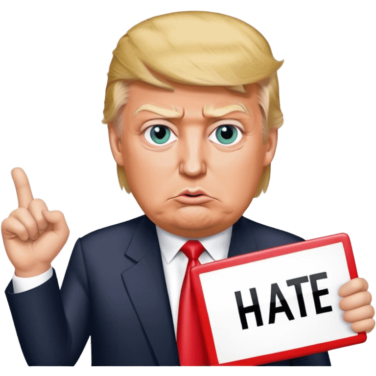 Donald trump holding a sign saying I hate women emoji