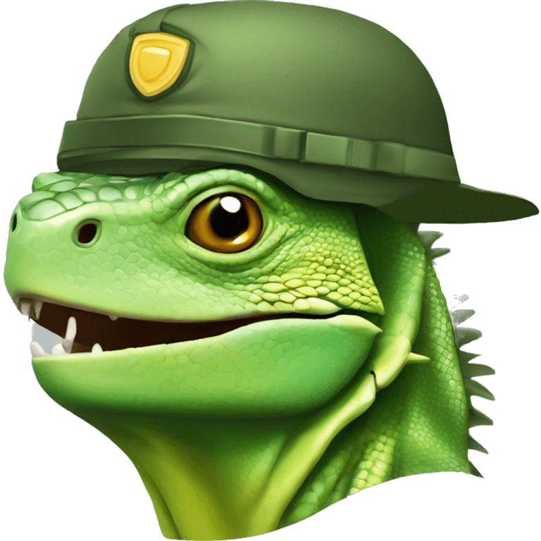 iguana CON CASCO MILITAR emoji