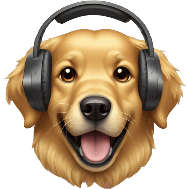 golden retriever with gaming headset raging emoji