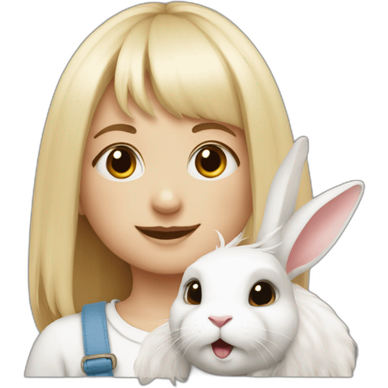 white rabbit with a little girl with bangs emoji