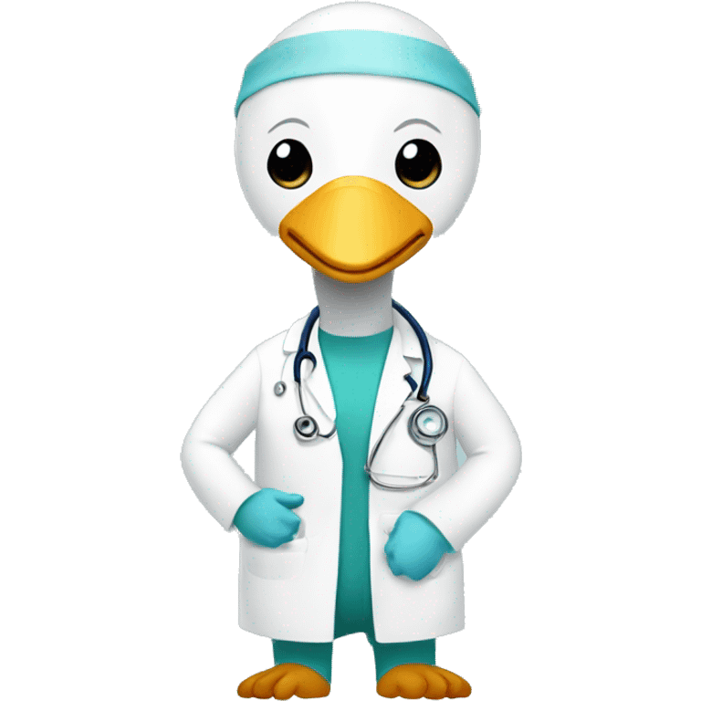 a swan (bird) as a surgeon with a surgical mask and stethoscope  emoji