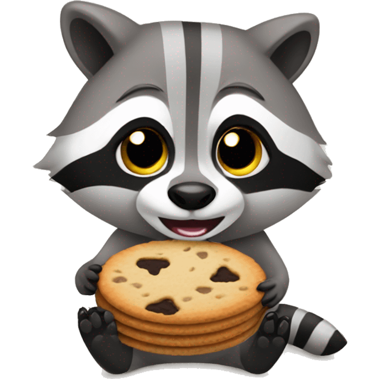 raccoon eating cookie emoji