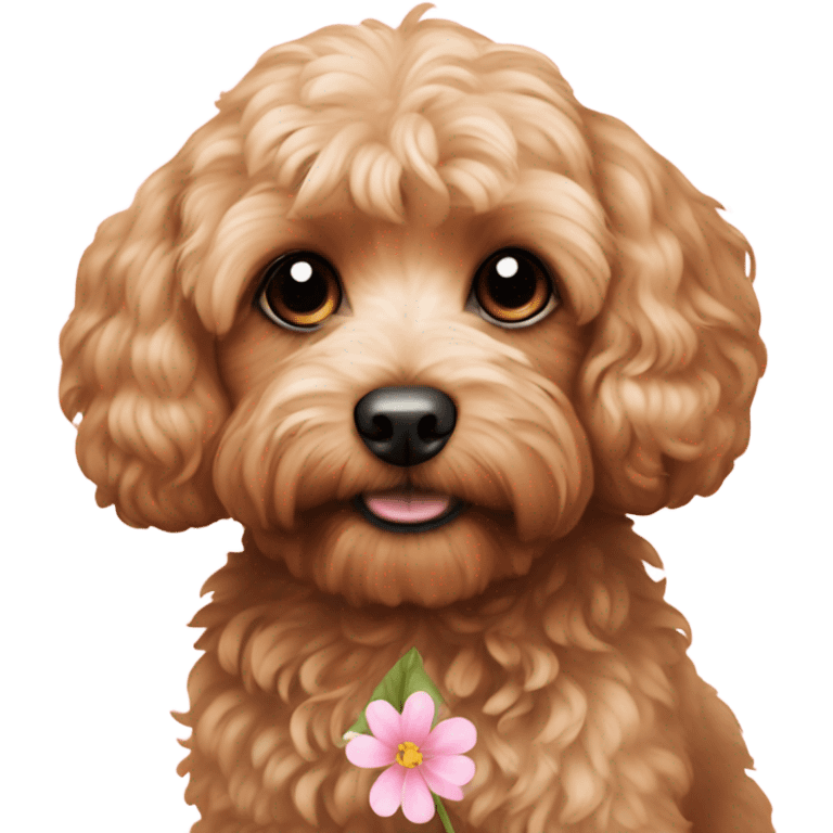  Cavapoo with light pink flower  emoji