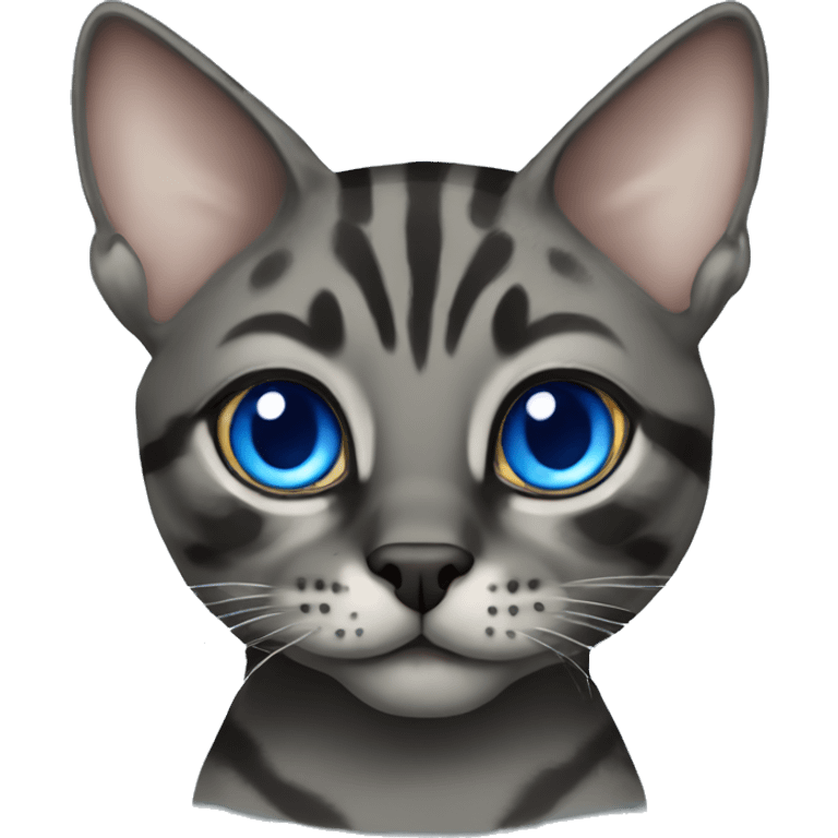 Charcoal Bengal cat with Blue eyes  emoji