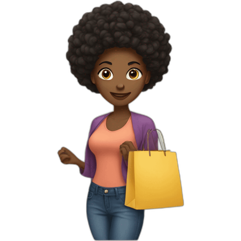 a black woman shopping cloths emoji