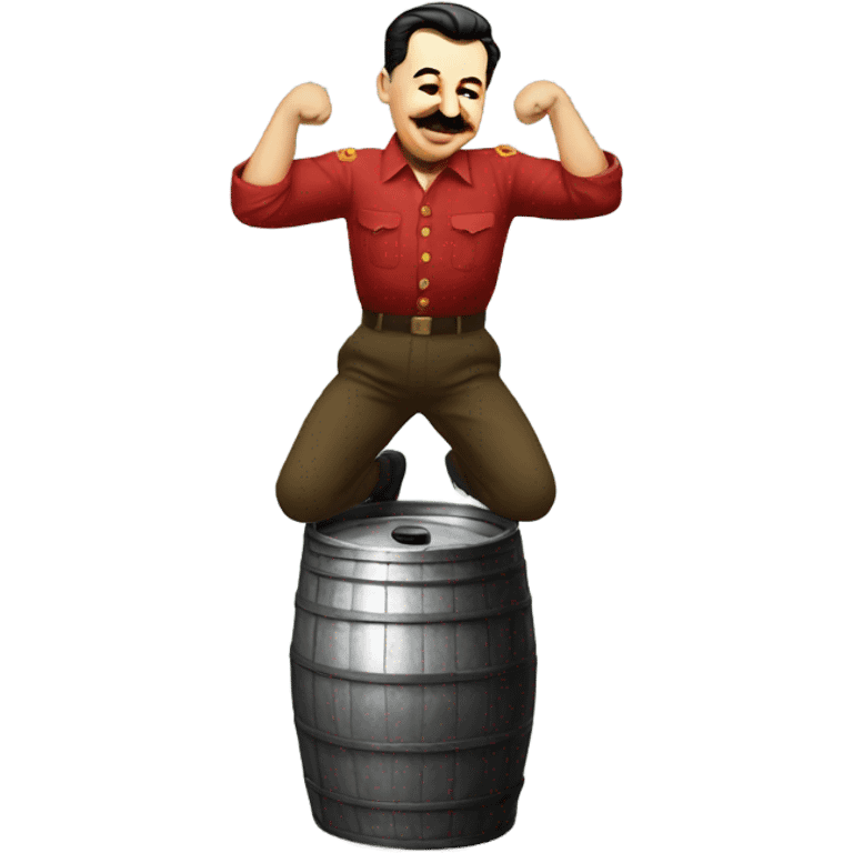 Stalin doing a keg stand emoji