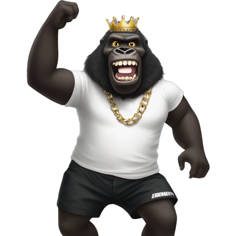 king kong dancing with black shorts and nike tn shoes and a bumbag around his shoulder emoji