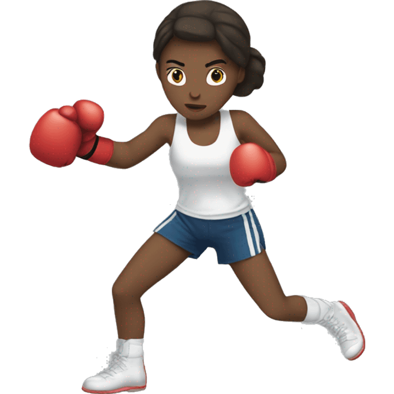 white brunette girl boxing emoji