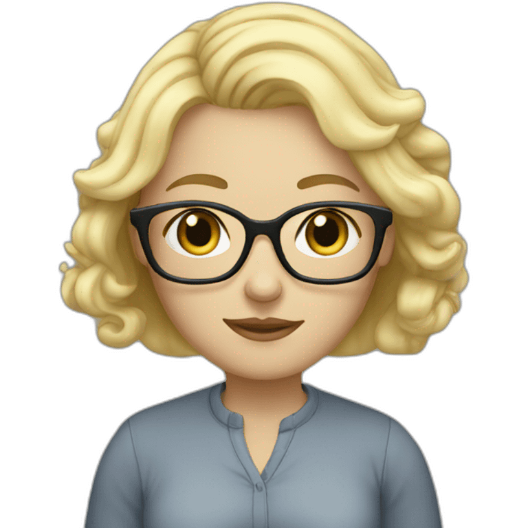 Woman blond hair blue eyes glasses emoji