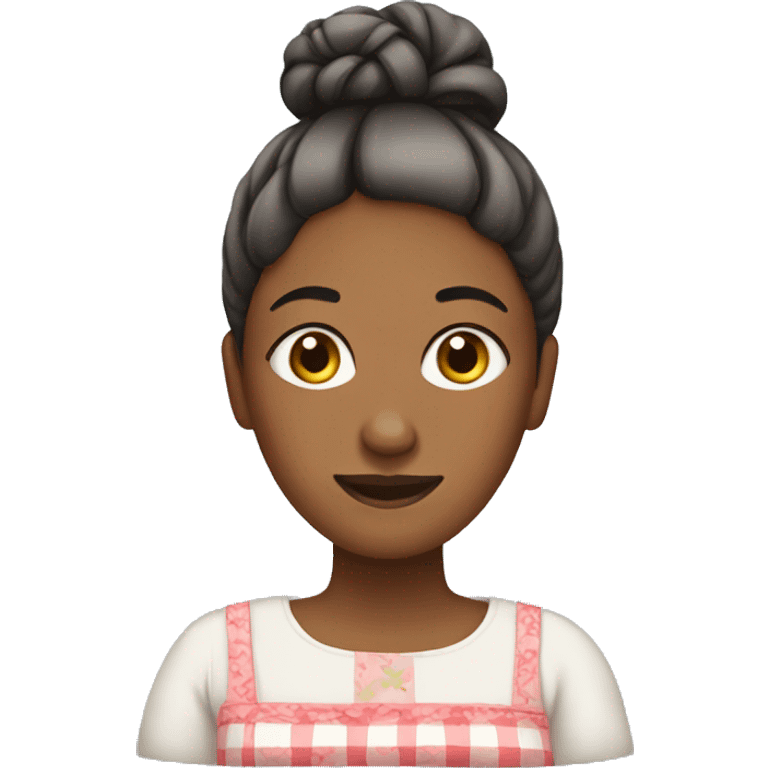 woman with bun and housedress emoji