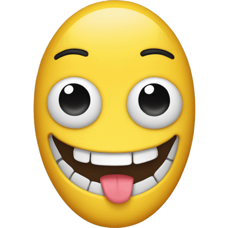 happy emoji with yellow bone sticking out its mouth  emoji