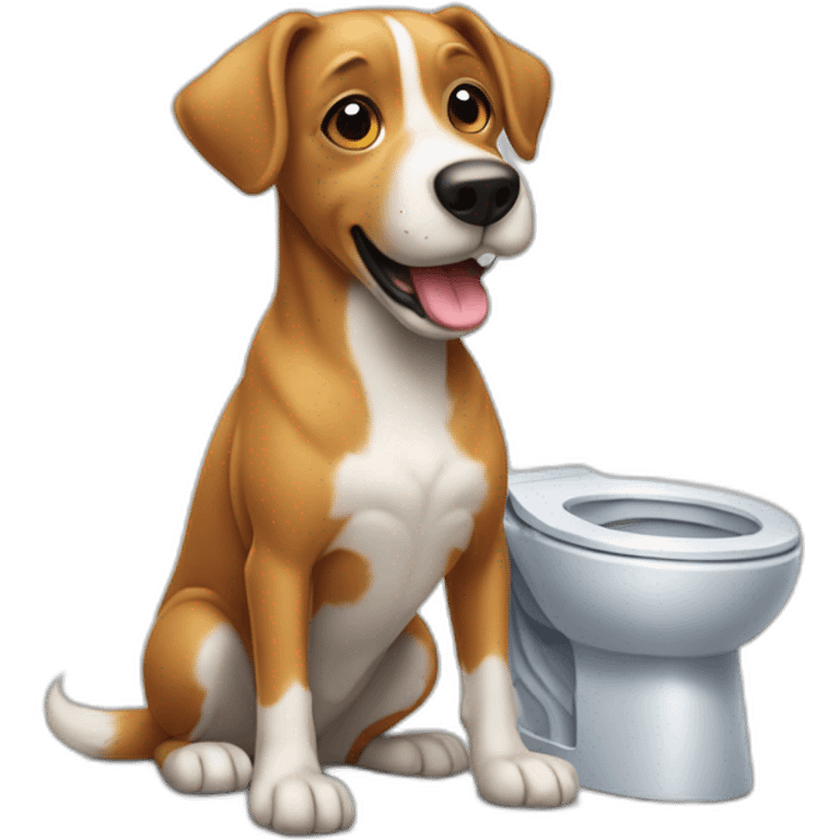 Un chien qui fait caca dans des toilettes emoji