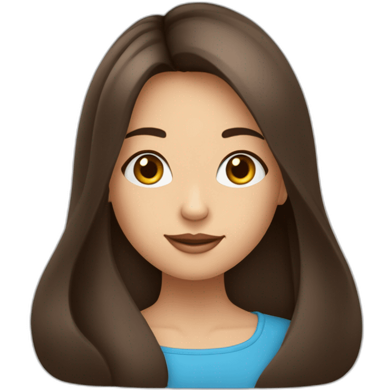 adolecente fille brune aux yeux bleu heureuse cheveux lisse etdetaché emoji