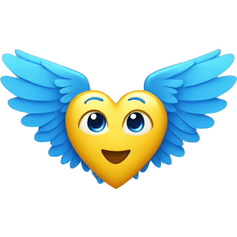 yellow heart with blue wings emoji