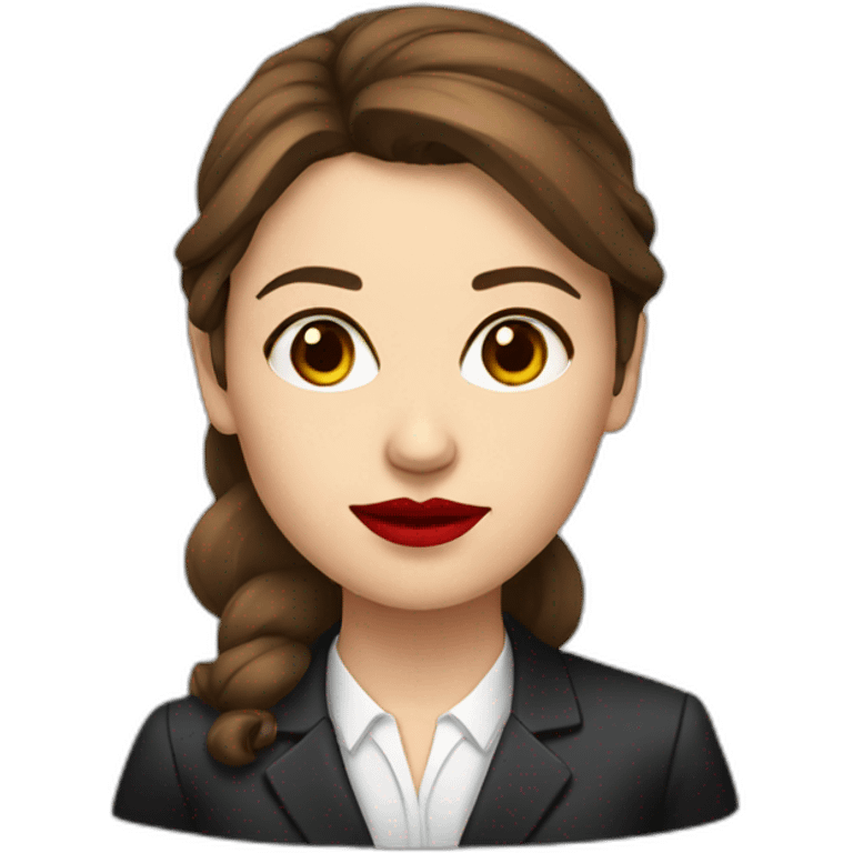 brown hair and red lips young female lawyer emoji