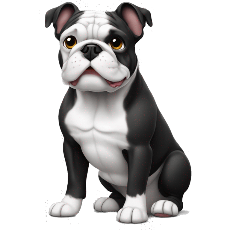 Bulldog francês orelha em pé preto e branco  emoji