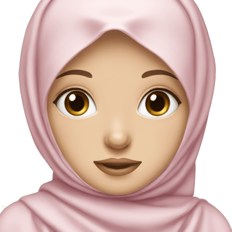 White girl wearing hijab and soft pink bow emoji