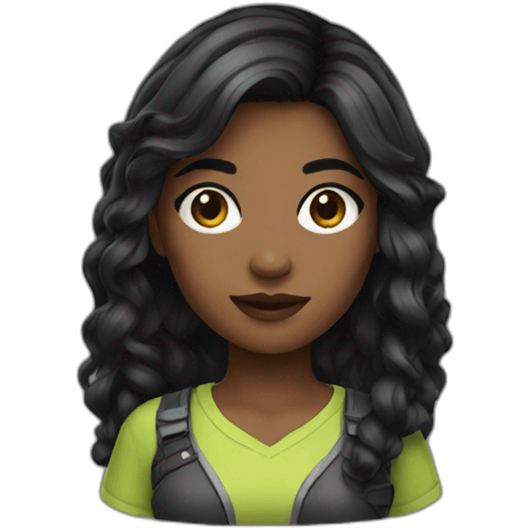 Gaming girl mixed dark hair emoji