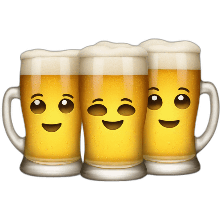 Three smiling glasses of beer emojis emoji