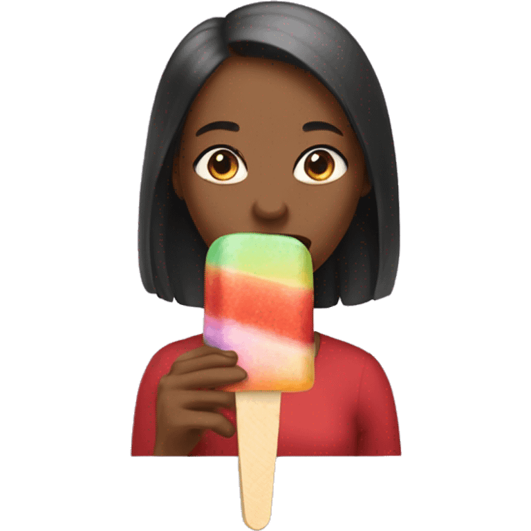 Woman swalloing a popsicle emoji