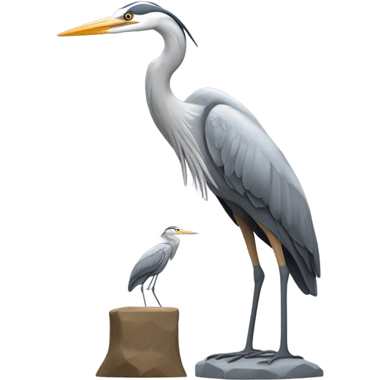 Grey heron and denise whitebread fanning collaborating on a sculpture emoji