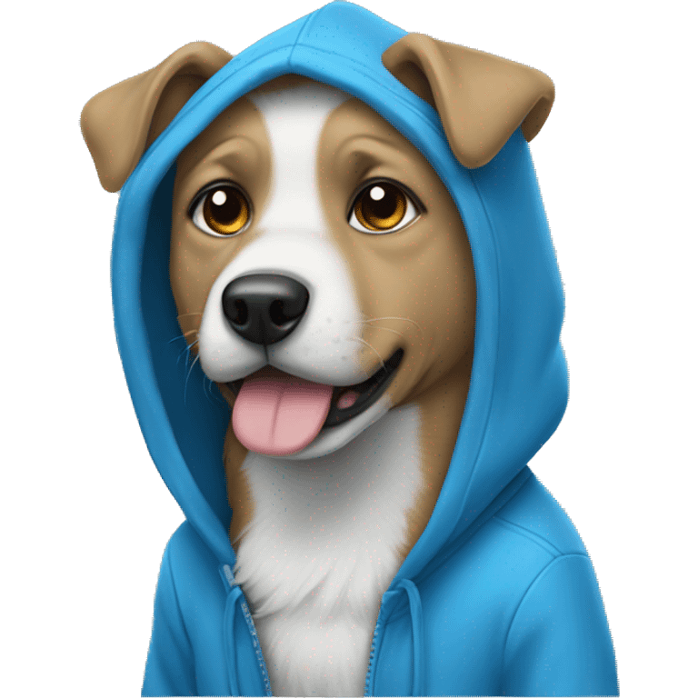 Blue dog wearing a hoodie  emoji