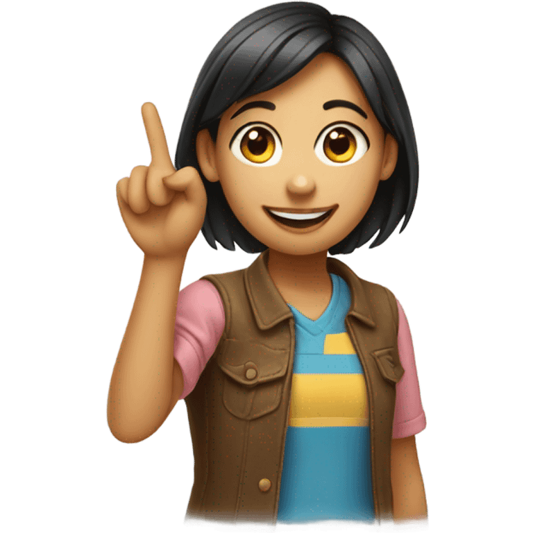 a girl with her finger up emoji