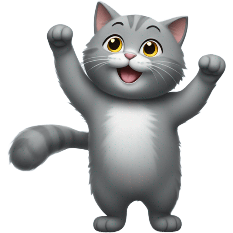 Grey fluffy cat dancing emoji