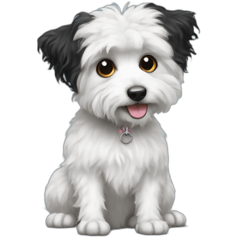 black and white rat long haired terrier mixed with poodle emoji